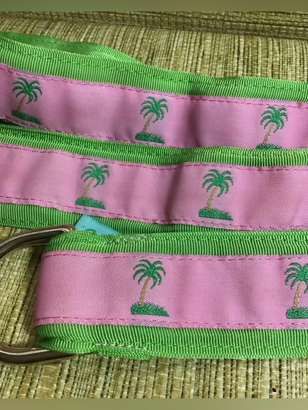Posted 2d ago Eliza B Fabric Belt Pink and Green with Palm Trees Size Large (43)